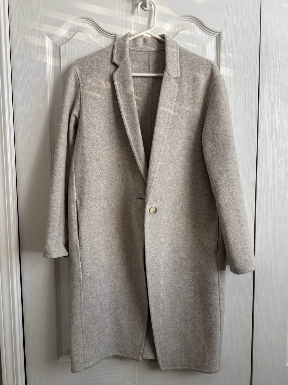 Uniqlo women’s double face cocoon long grey coat xs